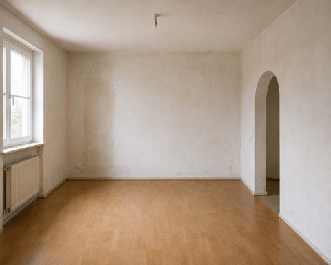 Wohnraum vor dem Auftragen der Wandfarbe
