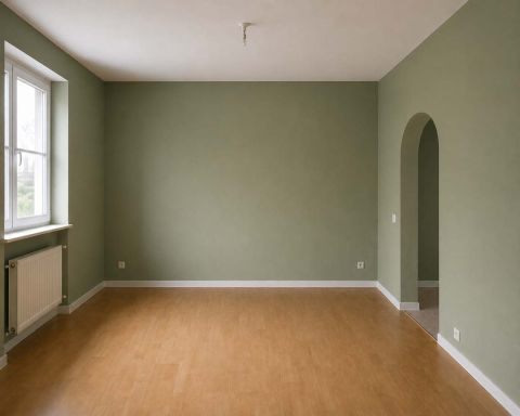 Wohnraum nach dem Auftragen der Wandfarbe